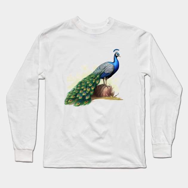 Peafowl Long Sleeve T-Shirt by zooleisurelife